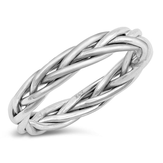 Vintage Wheat Rope Braided Fashion Ring New .925 Sterling Silver Band Sizes 5-12