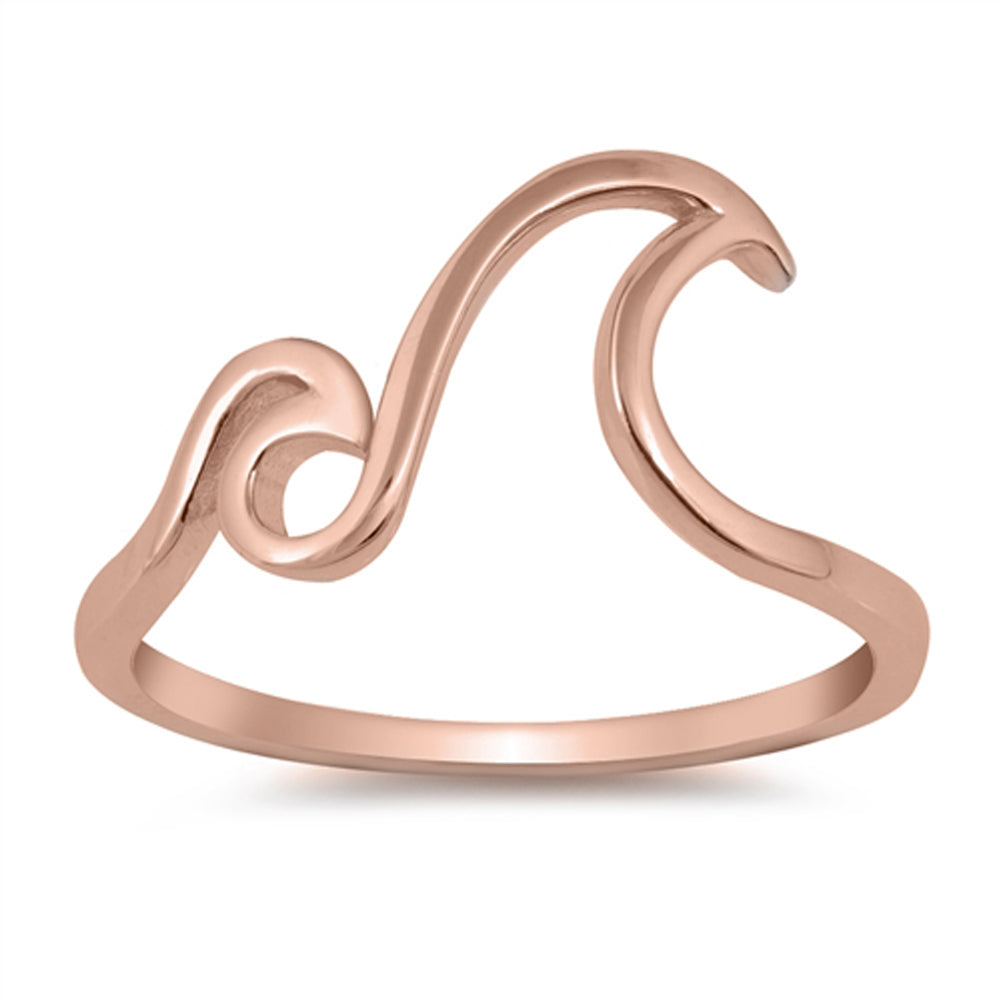 Rose Gold-Tone Ocean Wave Knot Promise Ring .925 Sterling Silver Band Sizes 4-10