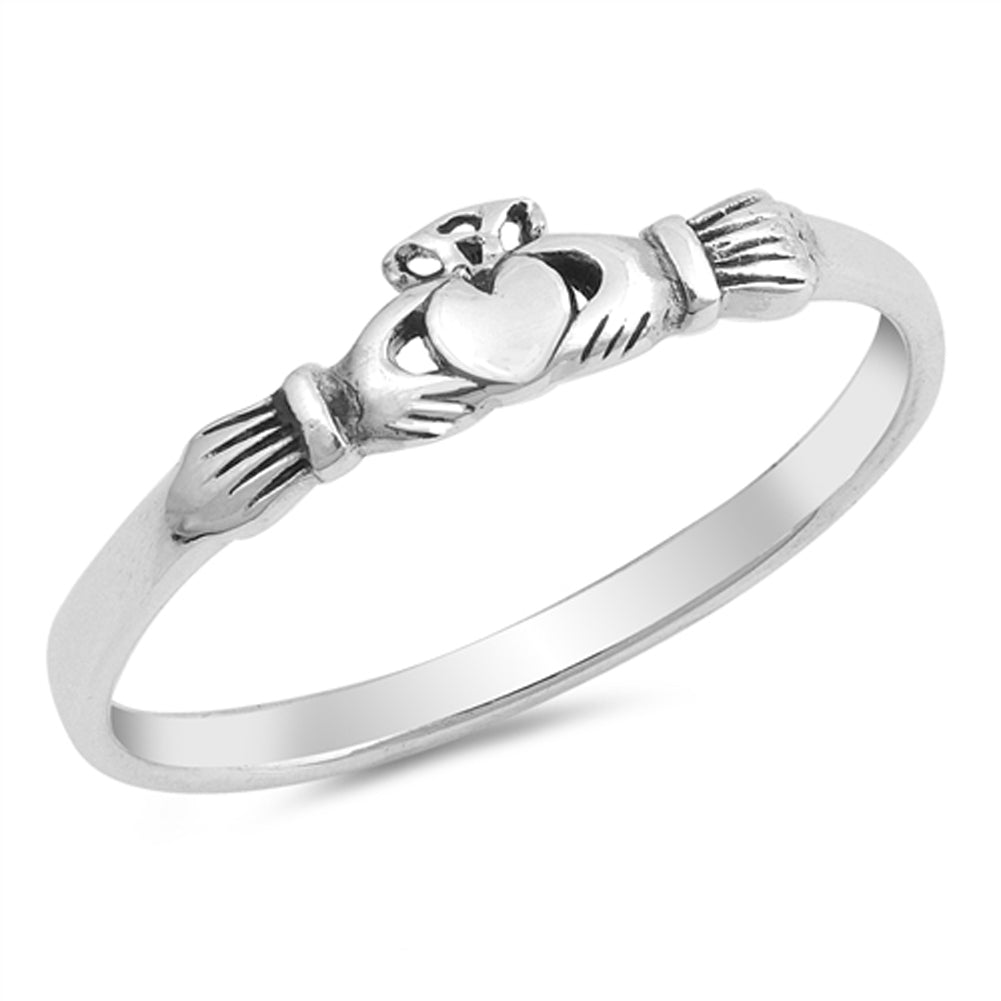 Claddagh Heart Friendship Promise Ring New .925 Sterling Silver Band Sizes 2-10
