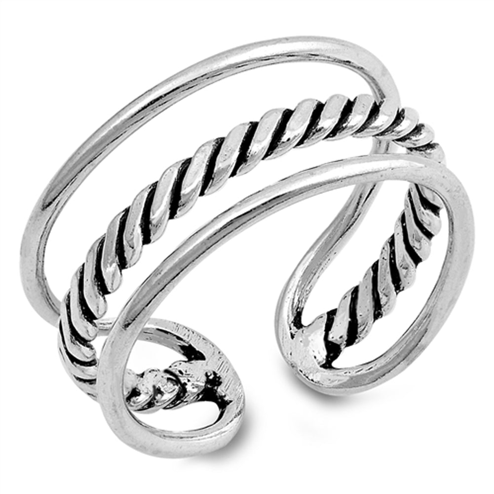 Open Bali Rope Knot Twist Triple Stacked Band Sterling Silver Ring Sizes 5-12