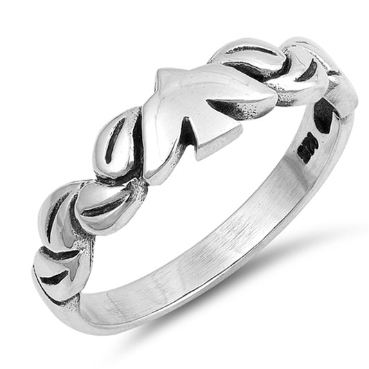 Dove Oxidized Bird Tree Leaf Branch Peace Ring Sterling Silver Band Sizes 4-10