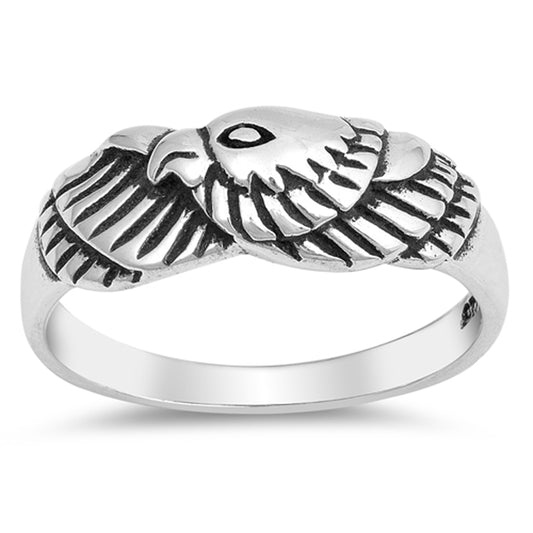 Oxidized Eagle American Bird Patriot Ring .925 Sterling Silver Band Sizes 5-10
