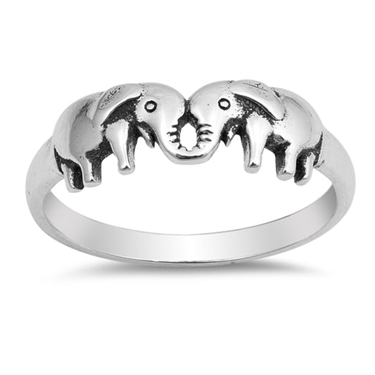 Oxidized Elephant Friendship Love Promise Ring Sterling Silver Band Sizes 4-10