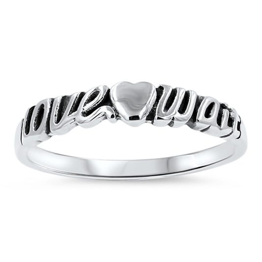 Love Can Wait Heart Script Purity Ring New .925 Sterling Silver Band Sizes 5-9