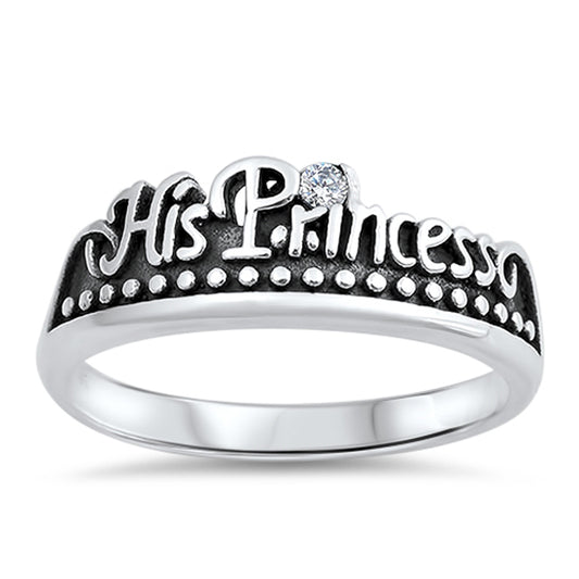 White CZ His Princess Christian Purity Ring .925 Sterling Silver Band Sizes 5-10