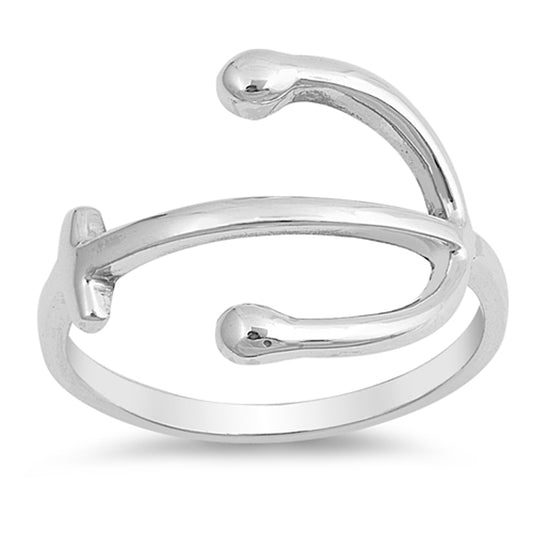 Anchor Sea Ocean Polished Thumb Ring New .925 Sterling Silver Band Sizes 4-10