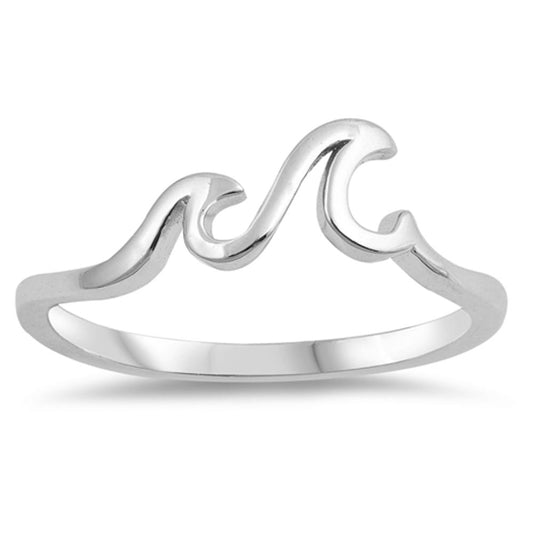 Wave Ocean Sea Tropical Nature Thumb Ring .925 Sterling Silver Band Sizes 3-12