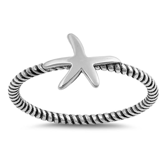 Starfish Rope Ocean Sea Animal Star Ring New 925 Sterling Silver Band Sizes 3-12