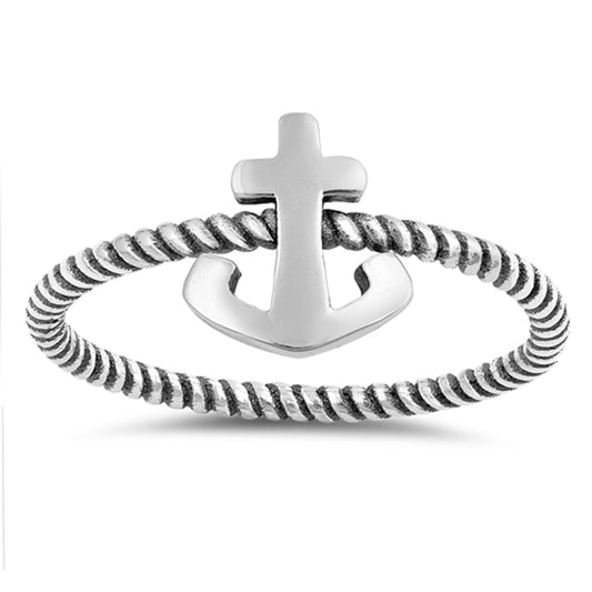 Anchor Rope Nautical Thin Thumb Ring New .925 Sterling Silver Band Sizes 3-10
