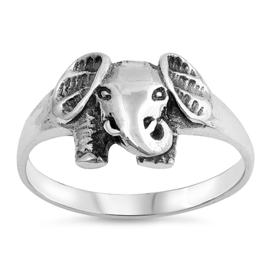 Antiqued Small Cute Elephant Animal Boho Ring Sterling Silver Band Sizes 4-10