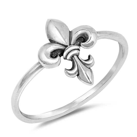 Fleur-de-lis Oxidized Flower Midi Ring New .925 Sterling Silver Band Sizes 4-10