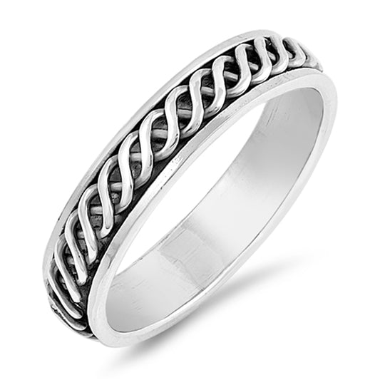 Oxidized Criss Cross Knot Spinning Ring New .925 Sterling Silver Band Sizes 7-13