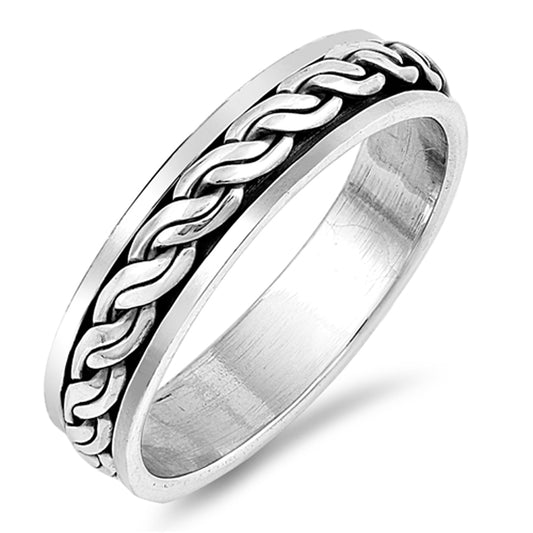 Weave Knot Spinning Fun Celtic Wedding Ring .925 Sterling Silver Band Sizes 7-13