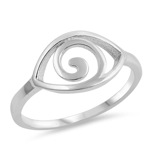 Spiral Eye Wave Good Luck Boho Chic Ring New 925 Sterling Silver Band Sizes 5-10