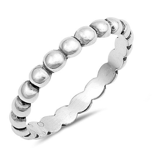 Beaded Midi Knuckle Stacking Eternity Ring .925 Sterling Silver Band Sizes 2-13