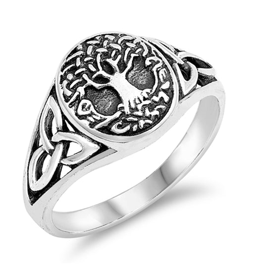 Antiqued Celtic Tree of Life Knot Filigree Ring Sterling Silver Band Sizes 5-10