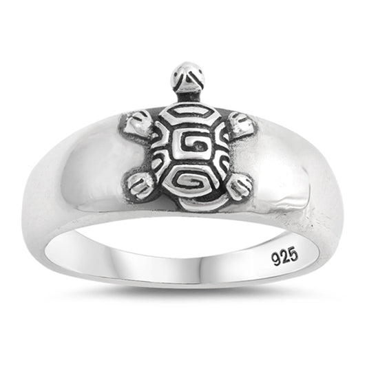 Oxidized Turtle Shell Animal Cute Ring New .925 Sterling Silver Band Sizes 5-10