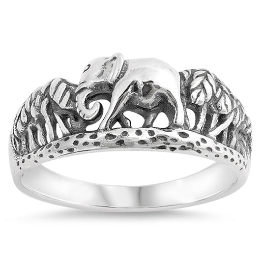 Elephant Tree Jungle Animal Nature Ring New .925 Sterling Silver Band Sizes 5-10