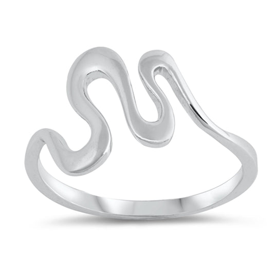 Wave Wide EKG Pulse Ocean Abstract Ring New .925 Sterling Silver Band Sizes 4-10