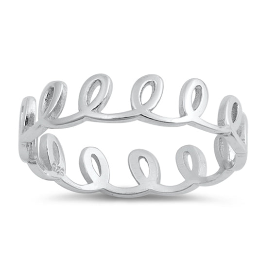 Wave Eternity Loop Whimsical Tiara Ring New .925 Sterling Silver Band Sizes 4-10