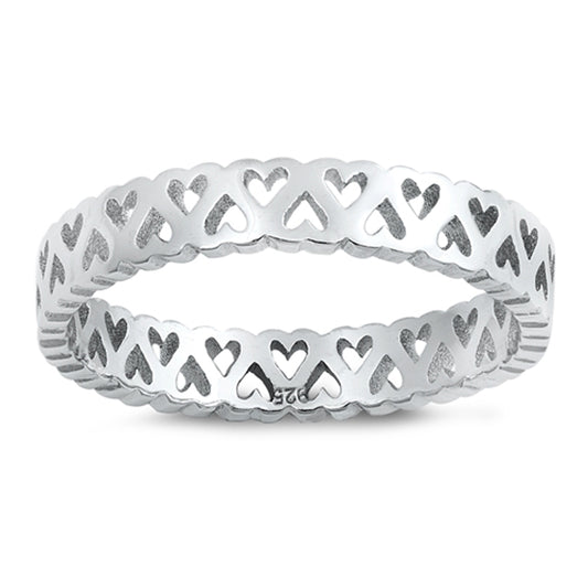 Eternity Heart Purity Promise Stacking Ring .925 Sterling Silver Band Sizes 4-10