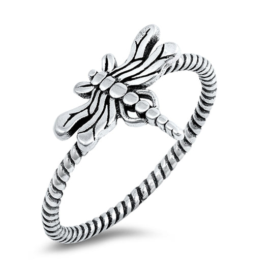 Oxidized Dragonfly Firefly Ring New .925 Sterling Silver Twisted Band Sizes 4-10
