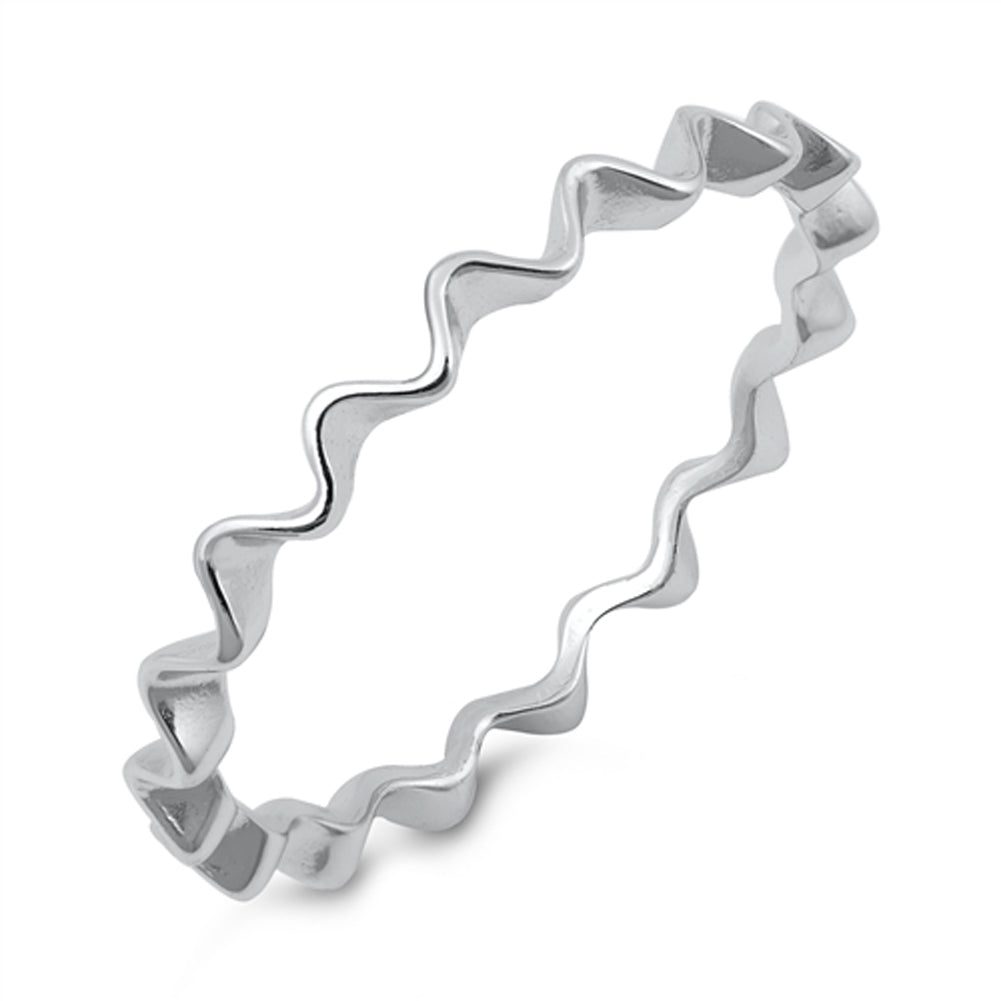 Thin Wave Eternity Squiggle Stacking Ring .925 Sterling Silver Band Sizes 2-10