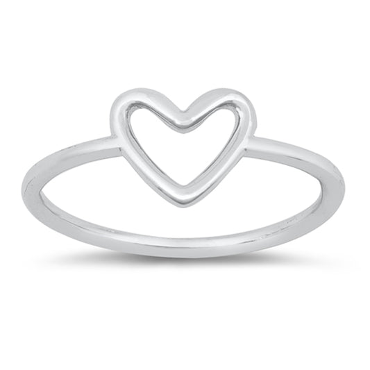 Heart Promise Cute Simple Purity Ring New .925 Sterling Silver Band Sizes 4-10