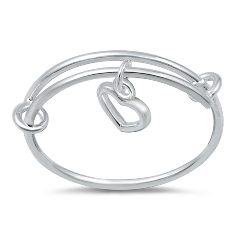 Beautiful Dangling Promise Heart Open Ring New .925 Sterling Silver Band Sizes 4-10