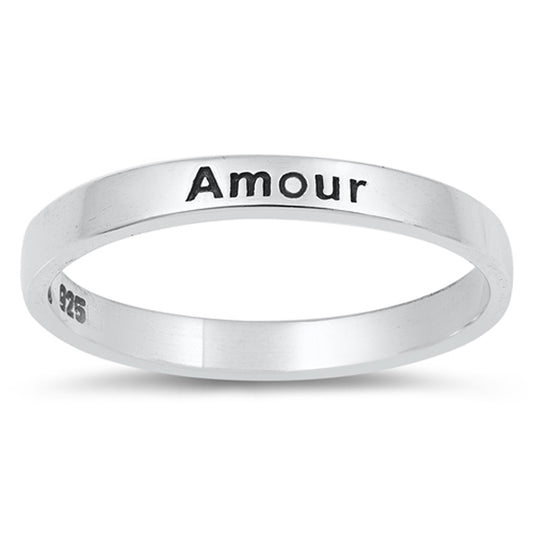 Amour Love Promise Stackable Script Ring New 925 Sterling Silver Band Sizes 4-10