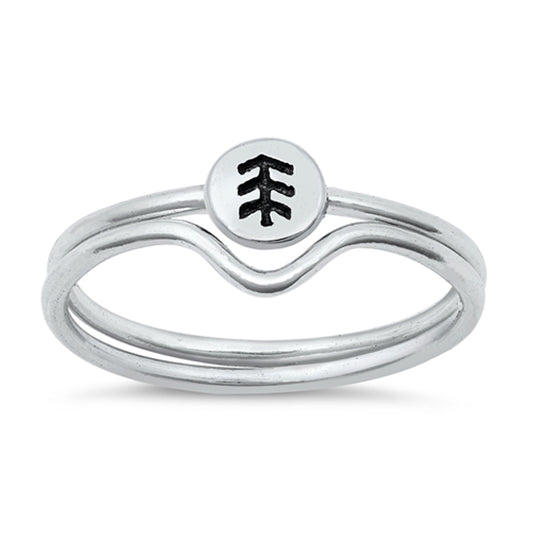 Beautiful High Polish Tree Imprint Ring New .925 Sterling Silver Band Sizes 4-10