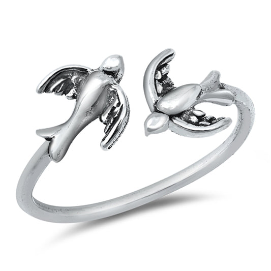Wholesale Open Double Bird Animal Ring New .925 Sterling Silver Band Sizes 4-10