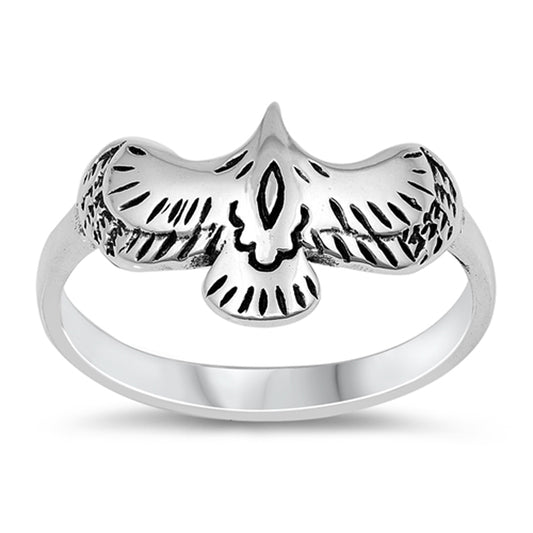 Oxidized Sparrow Eagle Bird Nature Ring New .925 Sterling Silver Band Sizes 4-10