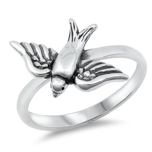 Oxidized Sparrow Bird Nature Animal Ring New 925 Sterling Silver Band Sizes 4-10