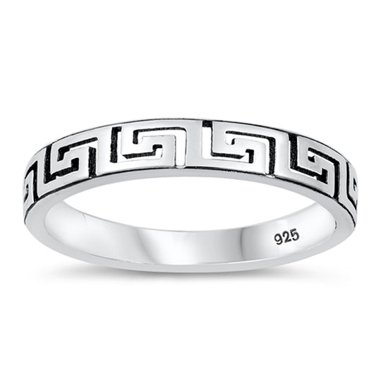 Wholesale Cutout Greek Key Ring New .925 Sterling Silver Band Sizes 4-10