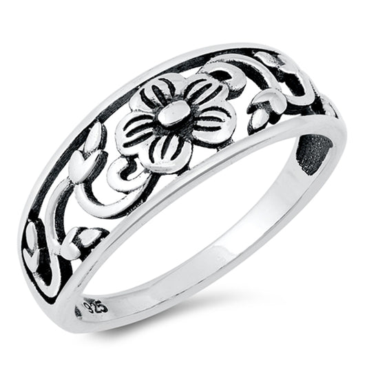 Wholesale Coiled Leaf Vine Cutout Flower Ring New .925 Sterling Silver Band Sizes 4-10