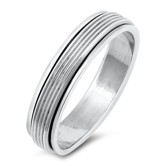 Beautiful Simple Grooved Ring New .925 Sterling Silver Band Sizes 6-13