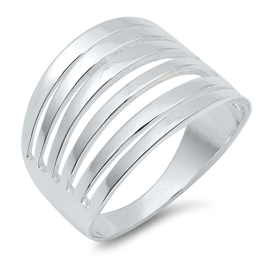 Wholesale Modern Cutout Ring New .925 Sterling Silver Band Sizes 6-10