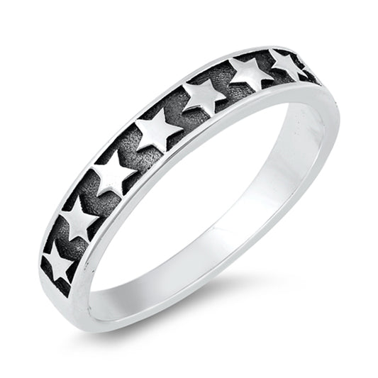 Unique Oxidized Relief Dream Star Ring New .925 Sterling Silver Band Sizes 4-10