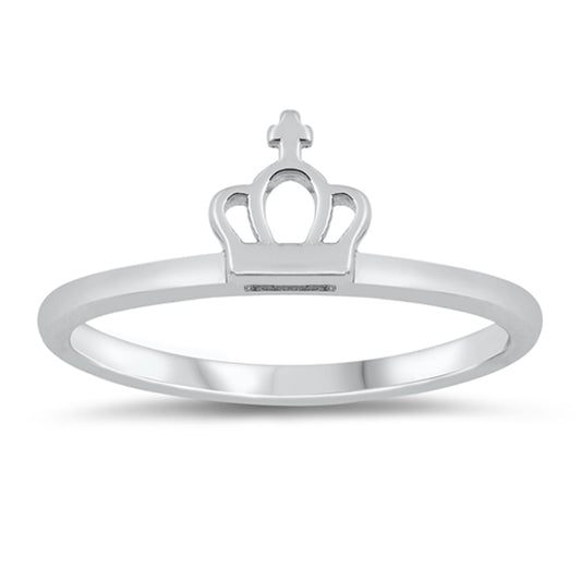 Wholesale Simple Religious Crown Cross Ring New .925 Sterling Silver Band Sizes 4-10
