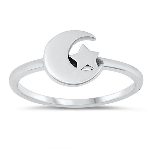 Wholesale Celestial Moon Star Space Ring New .925 Sterling Silver Band Sizes 4-10