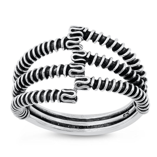 Fashion Oxidized Coil Swirl Knot Ring New .925 Sterling Silver Band Sizes 6-10