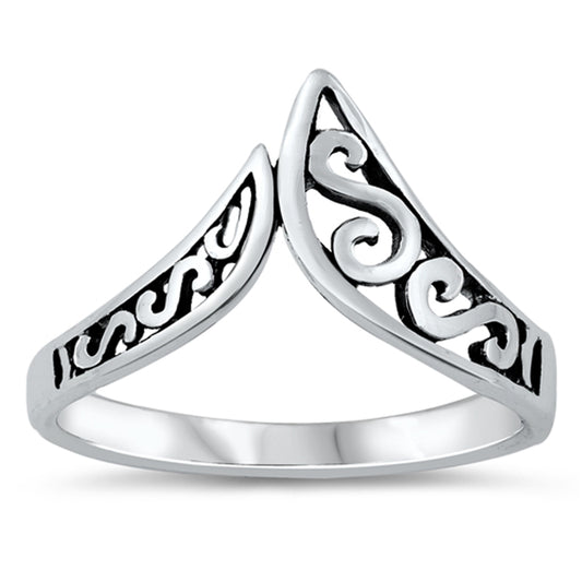 Wholesale Filigree Swirl Open Chevron Ring New .925 Sterling Silver Band Sizes 5-10