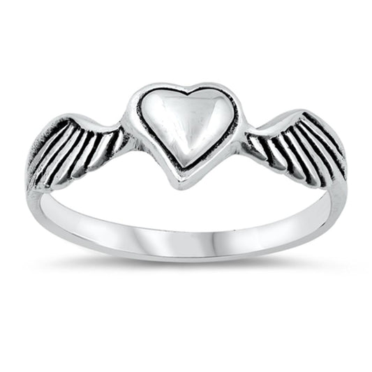 Beautiful Promise Heart Wing Ring New .925 Sterling Silver Band Sizes 5-10