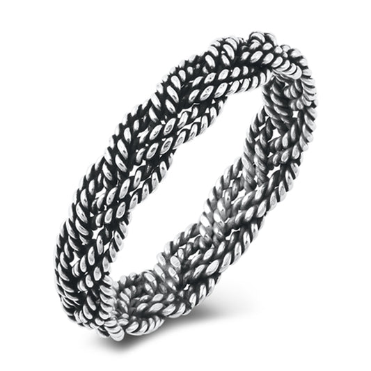 Unique Intricate Braided Knot Weave Ring New .925 Sterling Silver Band Sizes 4-10