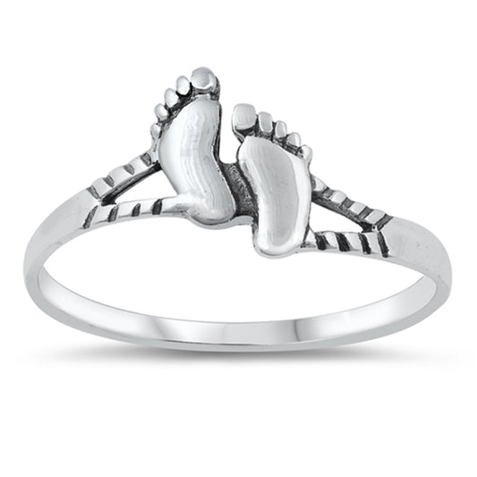 Beautiful Chevron Cutout Footprint Ring New .925 Sterling Silver Band Sizes 4-10