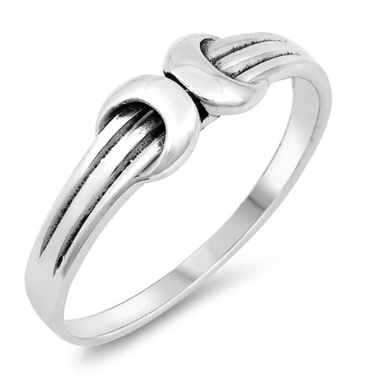 Beautiful High Polish Double Crescent Moon Belt Ring New .925 Sterling Silver Band Sizes 4-10