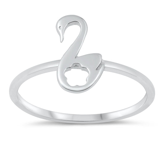 Promise Ring Flower Cutout Love Swan Bird New .925 Sterling Silver Band Sizes 4-10