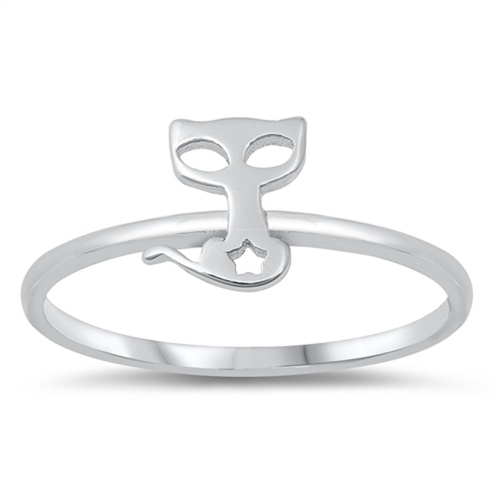 Unique Cute Cutout Cat Ring New .925 Sterling Silver Band Sizes 4-10
