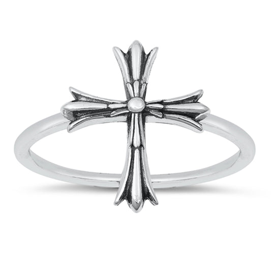Unique Ornate Oxidized Cross Ring New .925 Sterling Silver Band Sizes 4-10